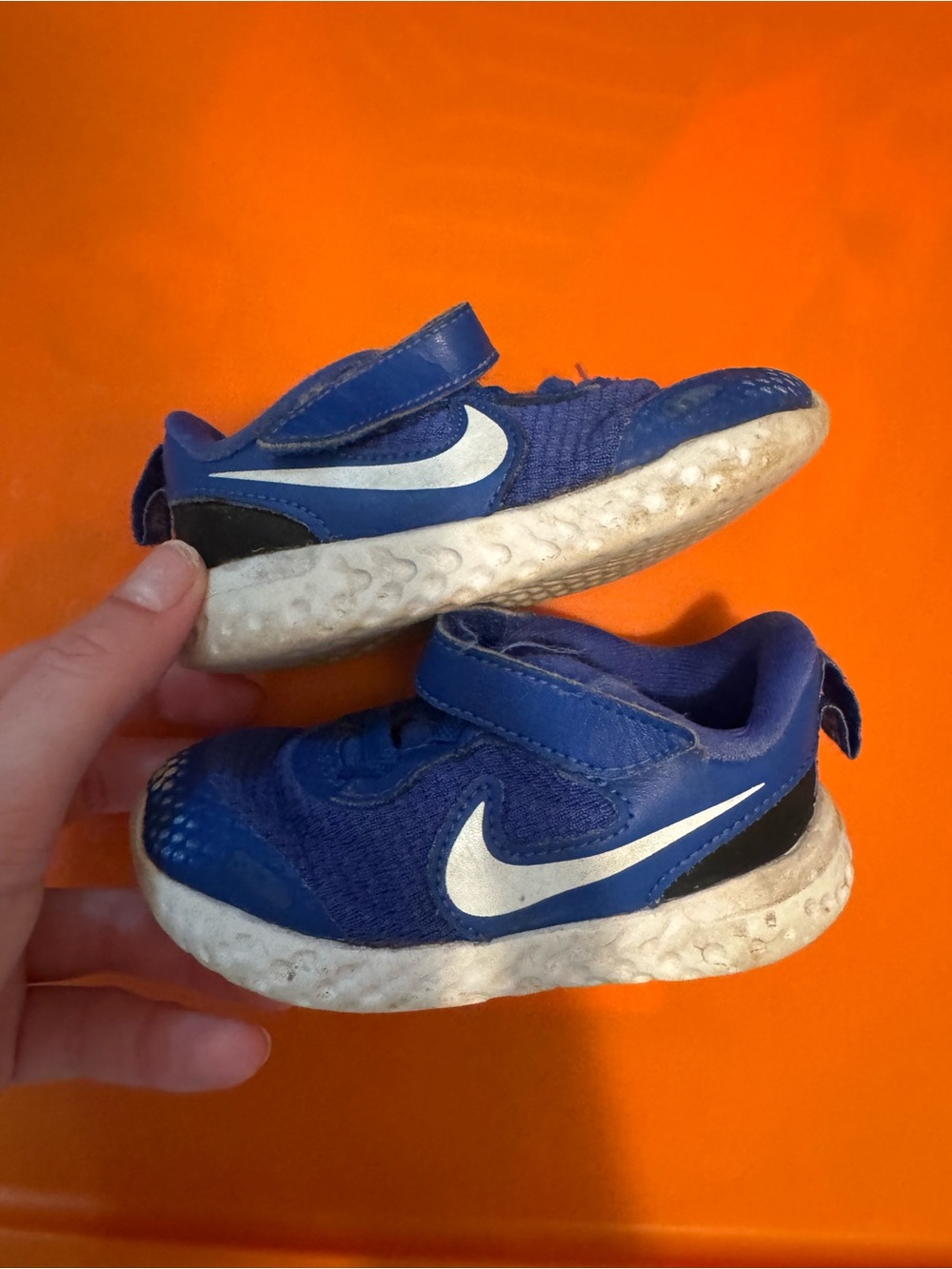 Nike Kids Blue and White Velcro Athletic Sneakers